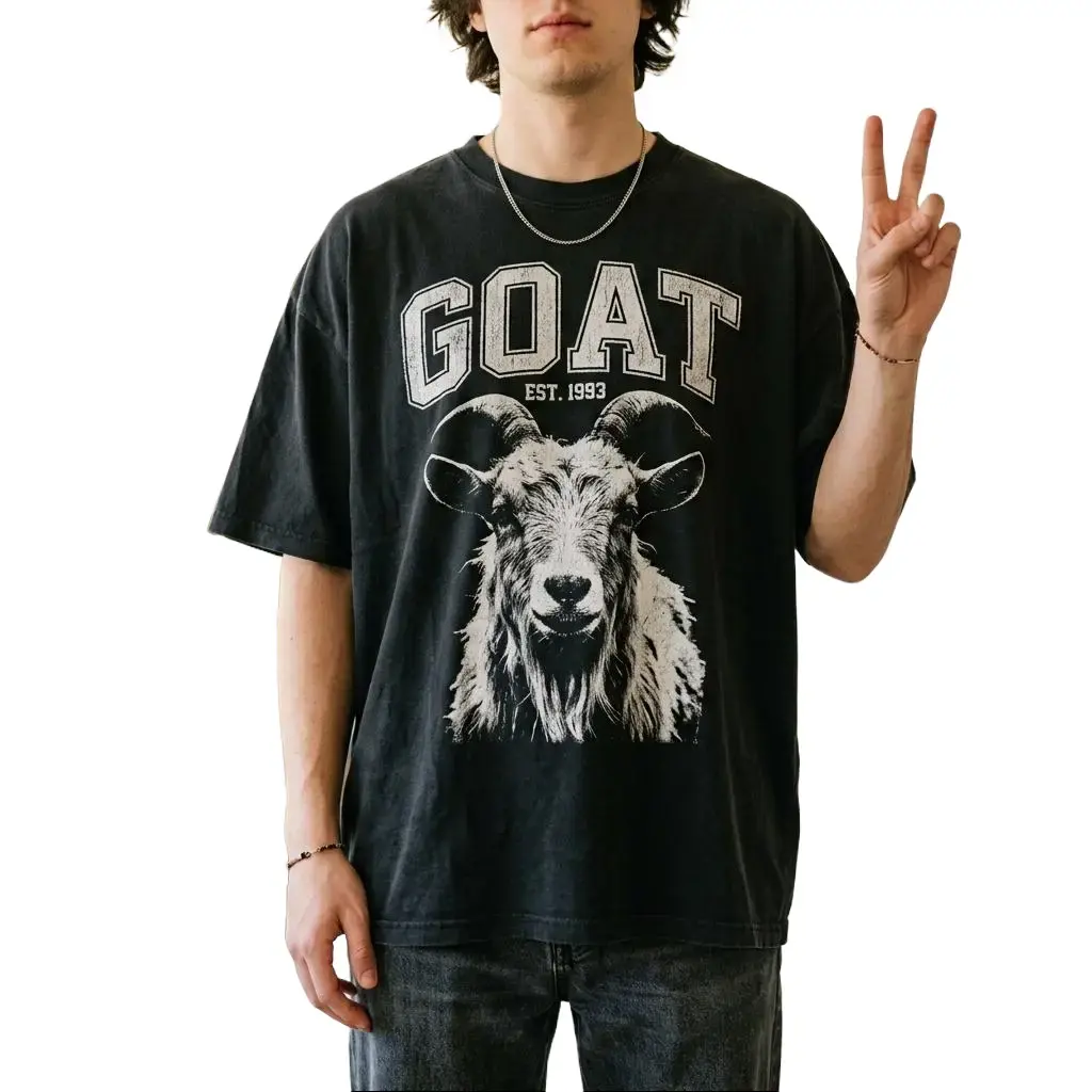 Goat Graphic T-Shirt for Men Women, Funny Vintage Animal Tee, Cute Wildlife Shirt, Casual Unisex Cotton T-Shirt, Nature Lover Gift, Gildan 5000 Heavy Cotton Tee