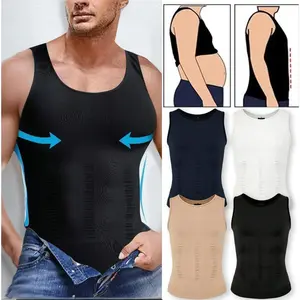 Mens Compression Shirt, Tummy Control Vest, Gynecomastia Compression Shirts, Seamless Menswear Body Shaper, Abs Abdomen Undershirts, Breathable Lightweight Stretchy Comfortable Activewear Workout Tank Tops, Shapewear