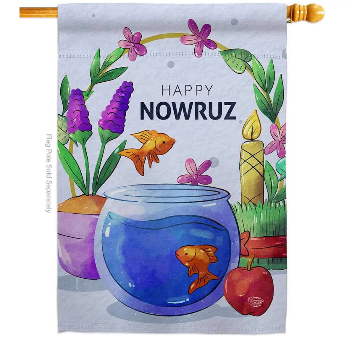 Nowruz Celebration Reversible Polyester Double-Sided House Flag, Multi-Color Religious Fabric Banner Festive Flags for Home & Outdoor Decor