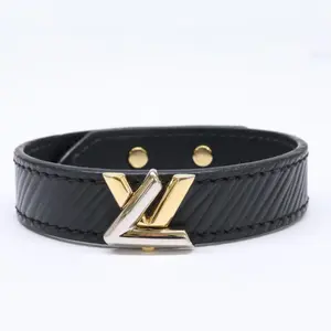 Pre-owned Louis Vuitton Charm Bracelet Leather Black by Rebag