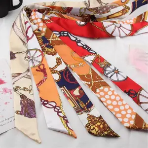 Versatile long scarf for bag binding, 3 pieces in random mixed colors, bow headband, ribbon, gift box souvenir binding.