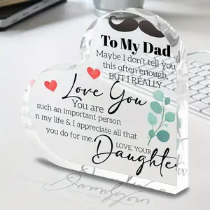 Acrylic Heart Shaped Plaque, Creative Desktop Ornament, Gift for Dad, Birthday Gift for Dad, Unique Gift for Dad, Party Supplies, Decor, Acrylic Plaque Sign