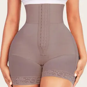 Women's High Waist Shaping Lace Trim Underwear Shorts, Breathable Elastic Fabric, Fashion Sports Comfort Fit, Seamless Anti-Slip Training Pants