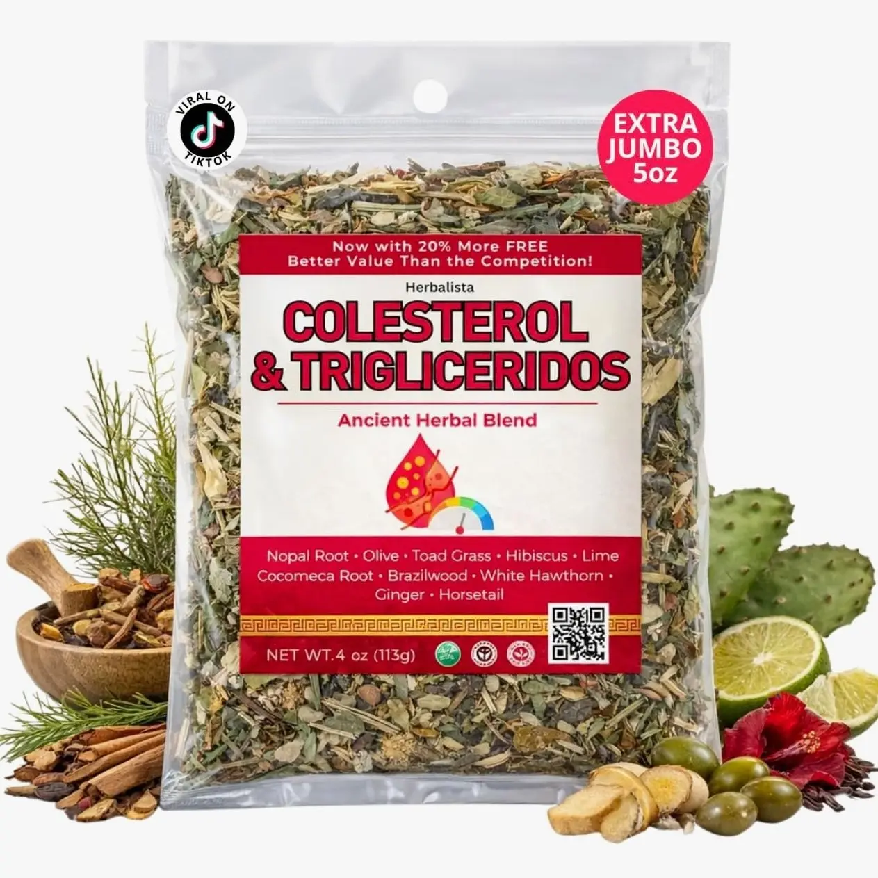 Herbalista - Colesterol Herbal Compound Tea 5oz (141g) – 100% Natural Infusion – Compuesto Ancestral Hierbas Naturales – Makes 40+ Cups – Herbal Mixture – Té Bienestar Ancestral – Non-GMO | No Cafeína