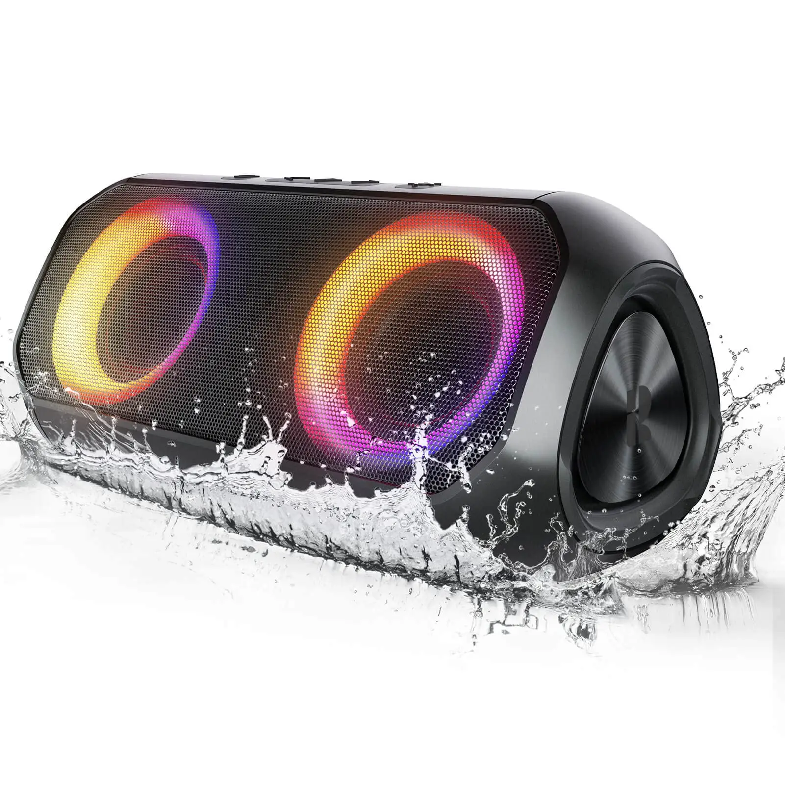 Bluetooth Speakers, [Blod Bass & Dynamic Lights] Portable Wireless Speaker with 24W Stereo Sound, TWS Mode, 24Hrs Playtime, IPX6 Waterproof Blue Tooth