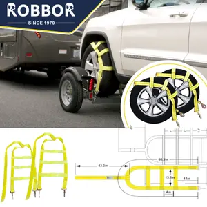 Heavy Duty Tow Dolly Basket Straps (2-Pack) - Adjustable Tire Tie Downs with Snap Hooks for Secure Vehicle Transport