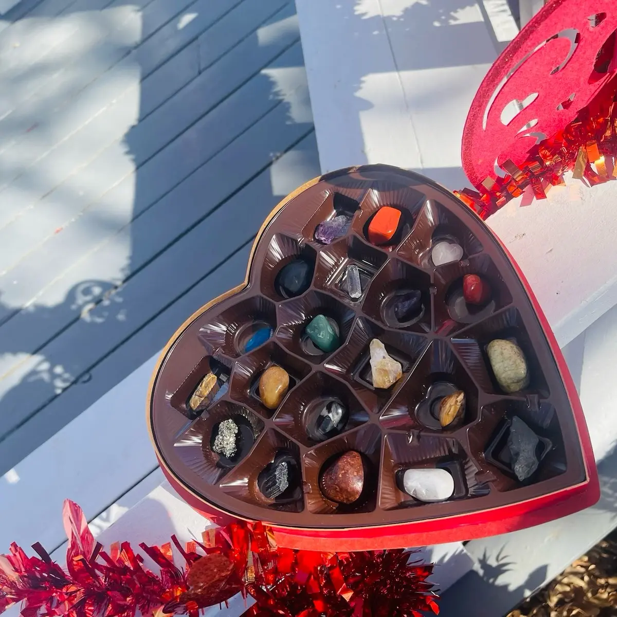 Valentines Day Gift | Heart Box of Genuine Crystals |Large Box | Box of Chocolate | New Age Gift | Spiritual Gift