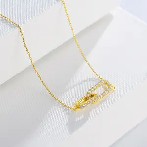 TEWIKY 925 Silver-Plated Zircon Cross Oval Necklace, Elegant Design Valentine's Day Gift, Suitable for Various Occasions