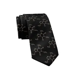 Caffeine Molecules Necktie Funny Neckties for Men Coffee Tie Novelty Ties for Guys Funny Ties