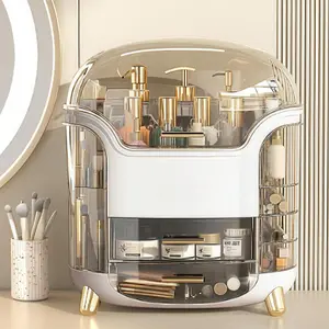 ABS Multi-Functional Dustproof Makeup Storage Box - Portable Lightweight Home Organizer with 2 Drawers, Transparent Design for Easy Visibility of Lipstick, Perfume, Skincare Products, Boxes