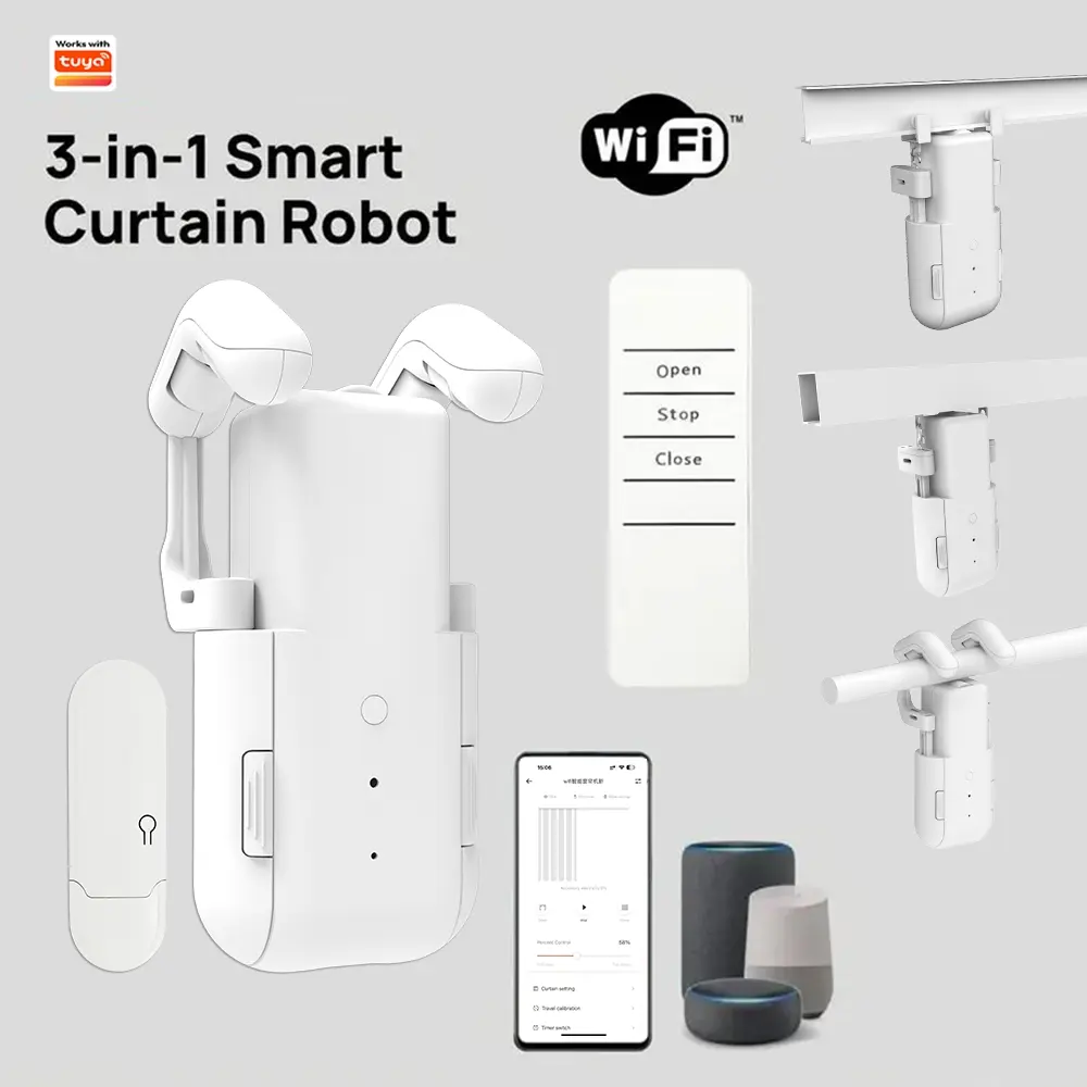 Smart WiFi Motorized Curtain Control System, APP & Voice Remote Control ...