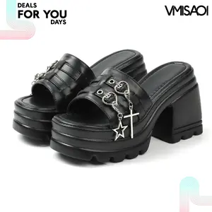 Platform Sandals For Women Goth Open Toe Chunky Block High Heel Chains Hearts Star Cross Fashion Causal Daily Dress Date Evening Party Dance Gothic Y2K Punk Sandals