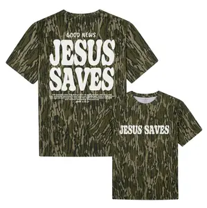Jesus Saves Camo Shirt Camouflage | Loves You Camo Tee | Ultra-Soft Unisex Bottomland Outdoor T-Shirt