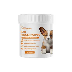 Pet Ear Cleaning Finger Wipes, 50pcs Gentle Cleaning Pet Ear Wipes, Dog & Cat Ear Care Product, Grooming Products, Pet Supplies for Dogs & Cats
