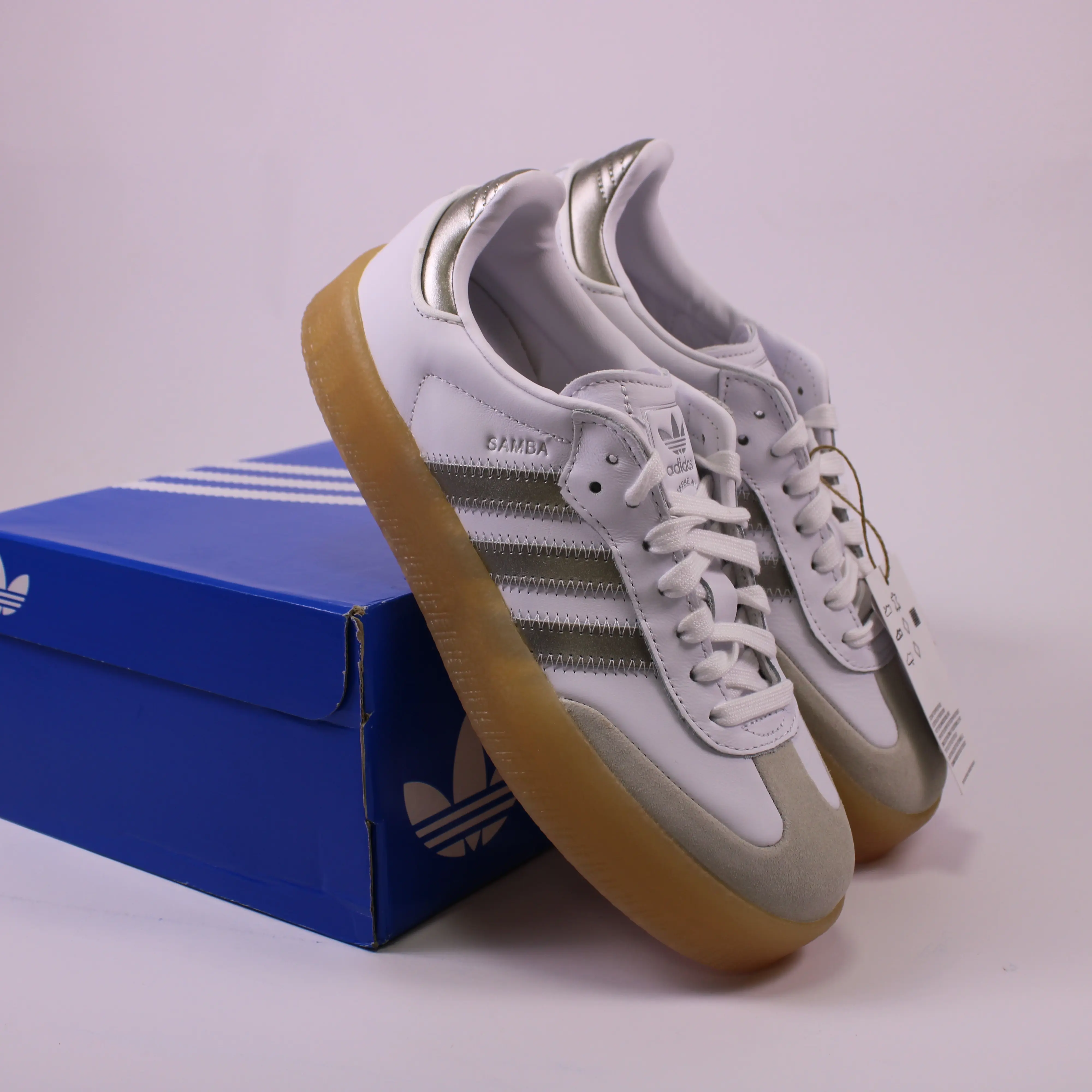 Adidas Sambae White Silver Metallic Women's Sneaker - Authentic Brand New Shoes JS3943