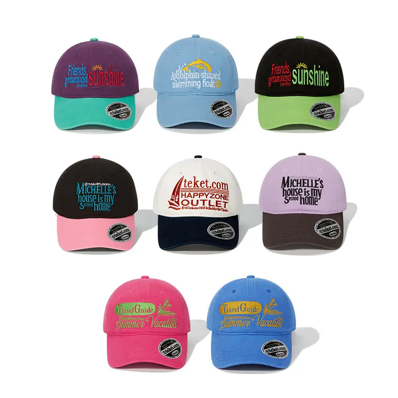 Baseball Cap Sun Protection Embroidered Logo Color Block Soft Top Retro Style Unisex Duckbill Cap