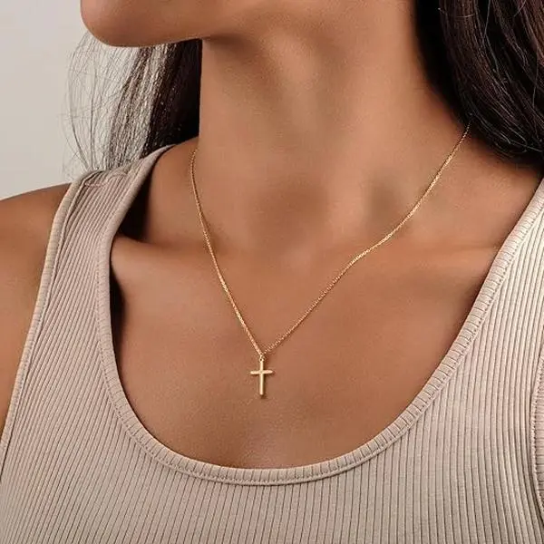Turandoss Women's Dainty Cross Necklace - Minimalist Long Layered Jewelry for Women, Stylish Accessories, Minimalist Style for Clean Outfits, Classic Daily Costume Gift (Necklaces), Classic Dainty Necklaces