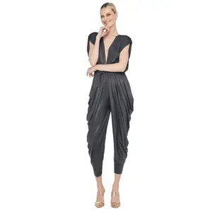 SQUARE SLEEVE WATERFALL JUMPSUIT
