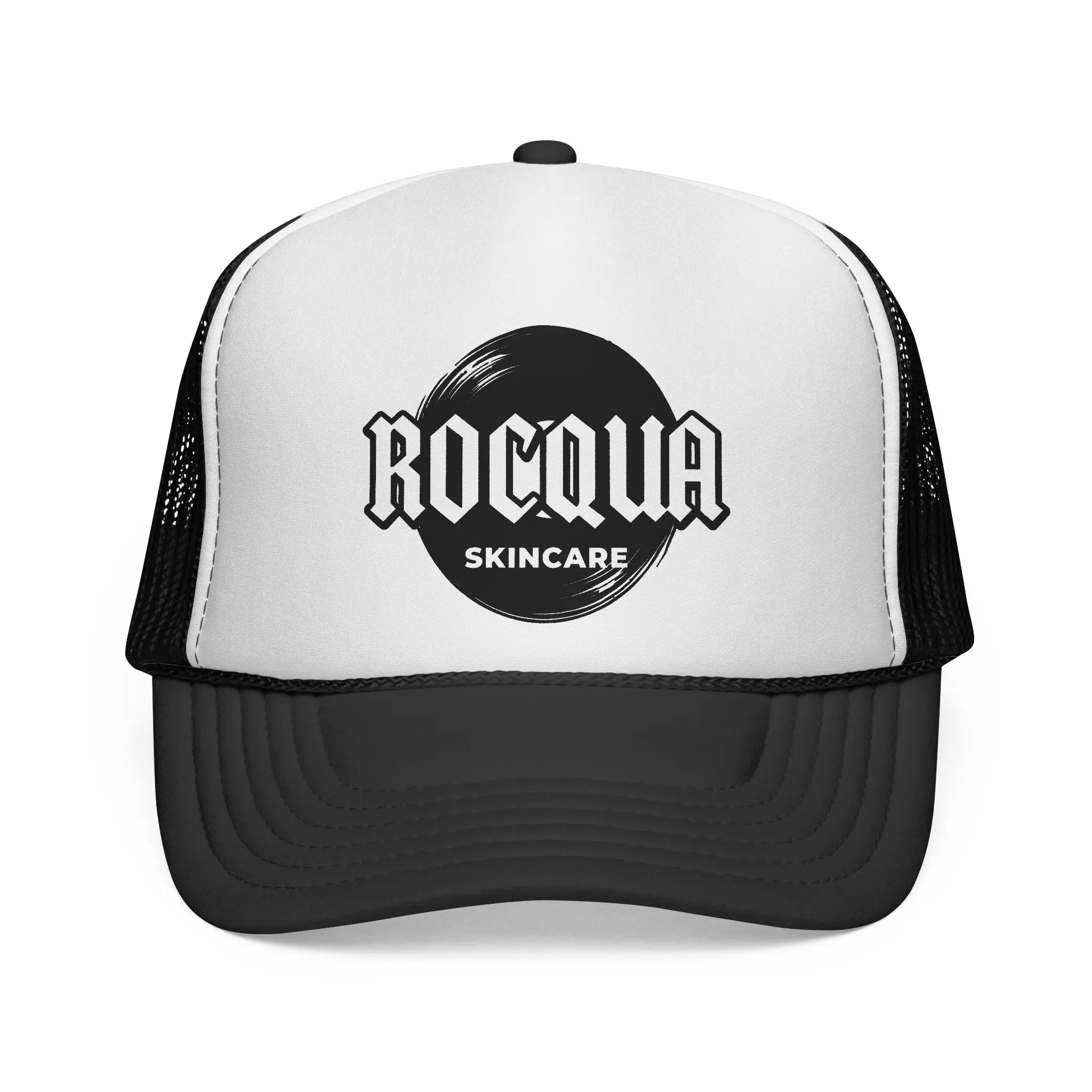 Rocqua Skincare Logo Printed Trucker Hat - Adjustable, Breathable Black Cap for Fashion & Clothes Accessories, Adjustable Trucker Hat