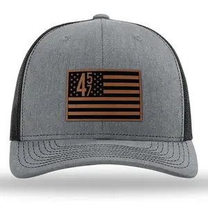 45 47 tags, Richardson 112 Trucker Hat & Laser Engraved Leather Patch Hat