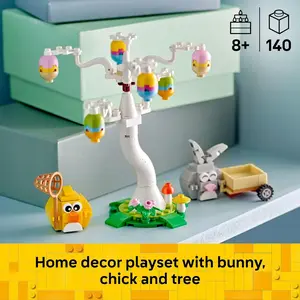 Easter Building Toy Bunny Chick Egg Hunt Spring Playset for Kids Ages 8+, Easter Basket Stuffer Gift Idea