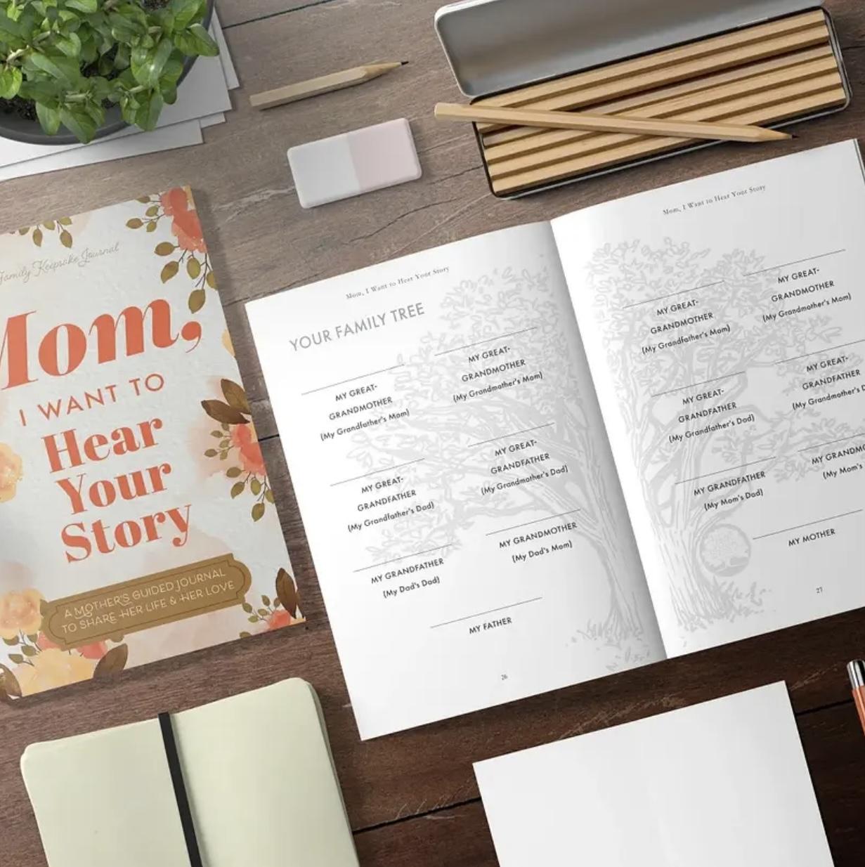 Mom & Dad I Want To Hear Your Story Journal Book Set | Family Legacy Memory Notebook, Perfect Sentimental Gift for Mother's Day Father's Day Birthday