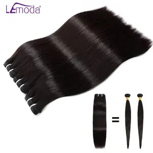Lemoda 12A Straight Human Hair Bundles Unprocessed Human Hair 100% Thick Ends Hair Extensions Weave Bundles Natural Black Color 3PCS/lot virgin  hair