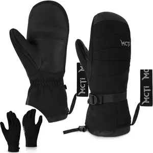 2 in 1 Winter Ski Gloves for Men, Waterproof Snowboard Gloves, Thick Ski Mittens & Fleece Glove Liners, 2 Pairs
