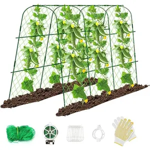 65"×48" Cucumber Trellis for Raised Bed, U-Shape Garden Trellis for Climbing Plants Outdoor, Metal Arch Vegetables Trellis, Detachable Cucumber Trellis Support for Tomato,Squash,Zucchini
