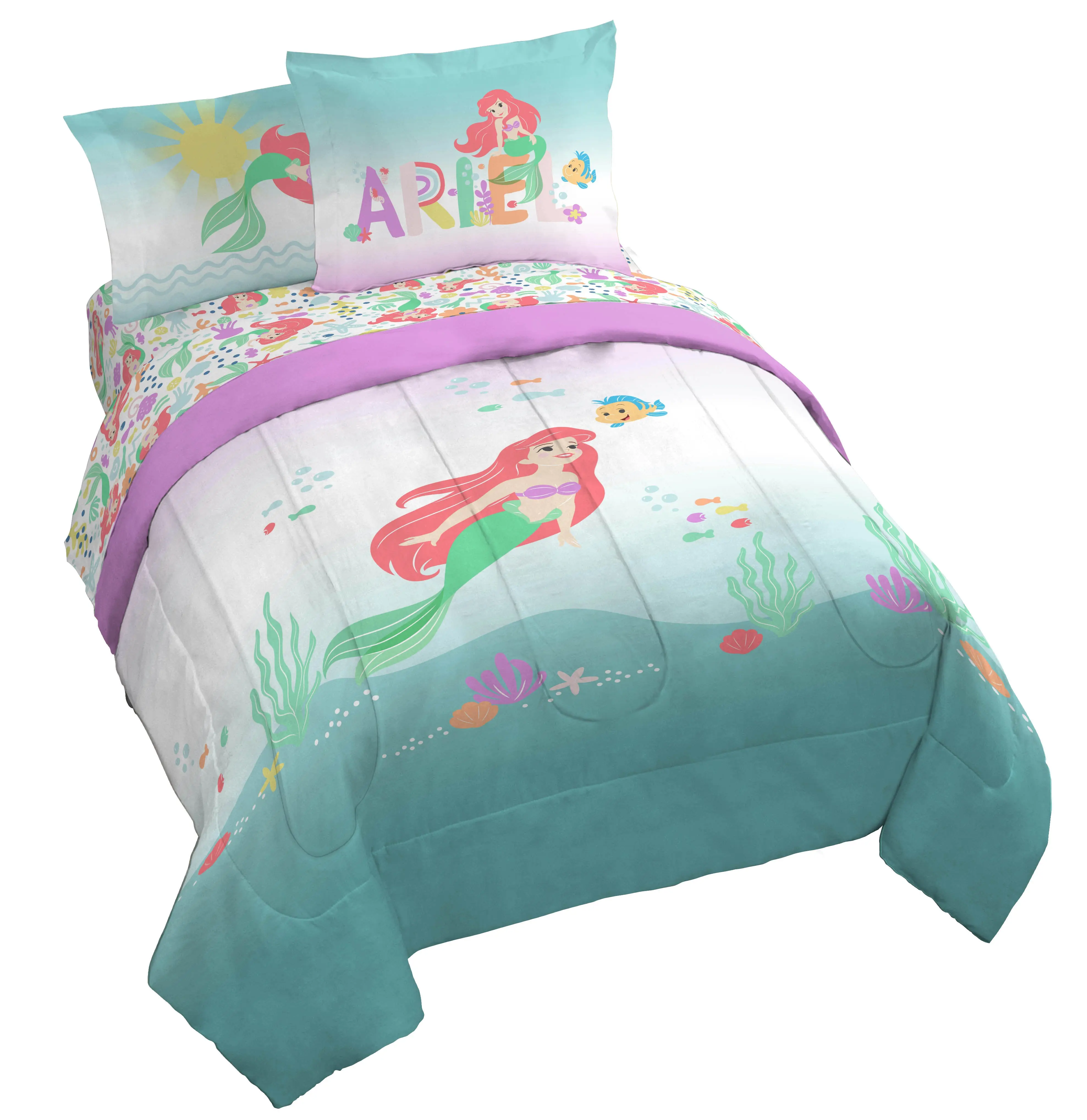 Sunny Side Up Disney The Little Mermaid Pastel Life Bed Set with Sham