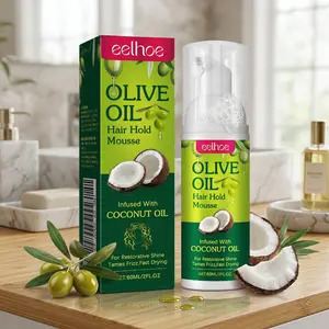 Olive and Coconut Oil Hair Styling Mousse 60ml | Strong hold, restores shine, smooths frizz, dries quickly Haircare
