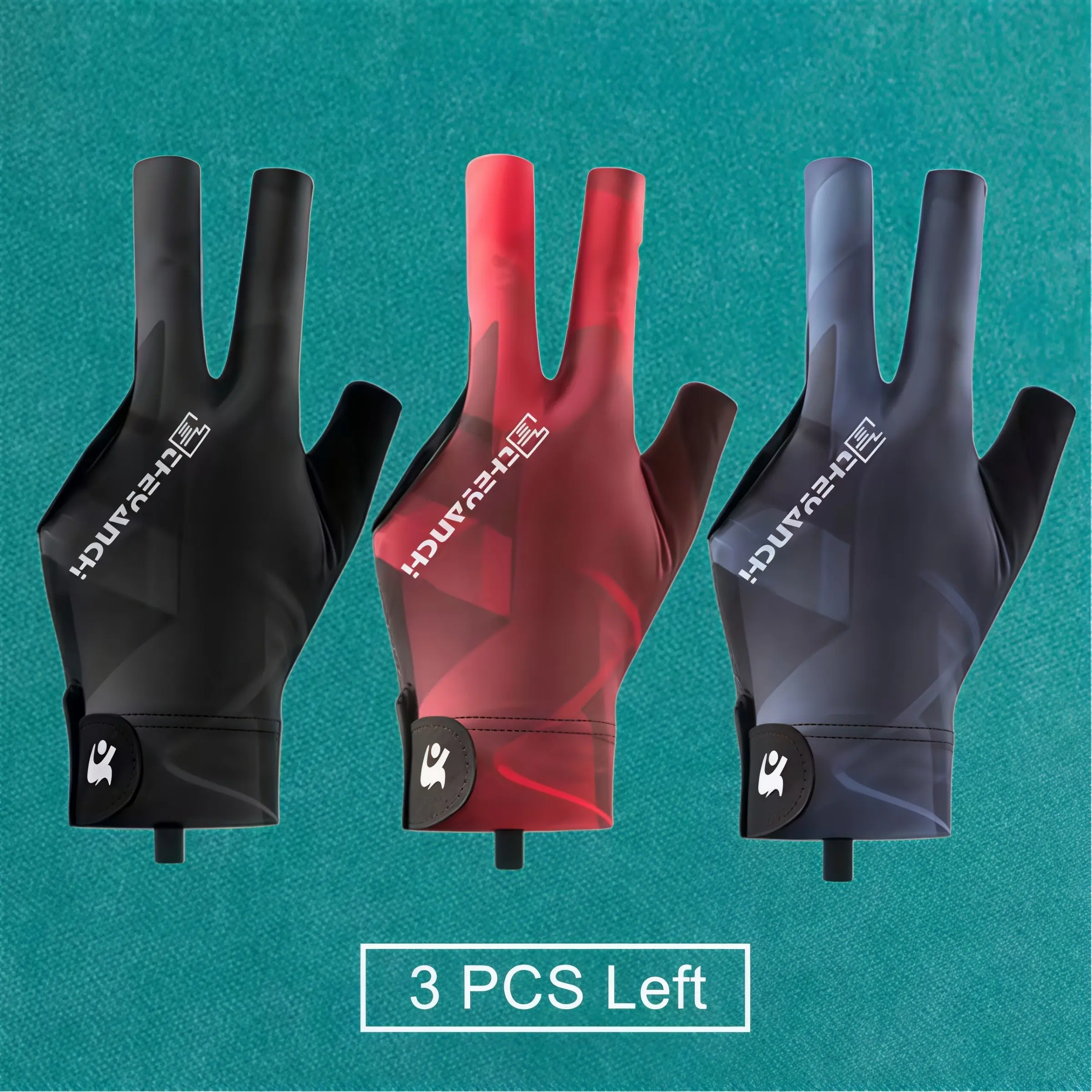 3PCS Snooker Billiard Gloves Snooker Accessories Billiards Accessories Left Hand Three Finger Stitching, Unisex Popular Size