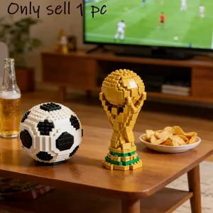 Hot World Cup trophy gift box set for football fans, mini building blocks for children, Children's Day, Christmas and birthday gifts