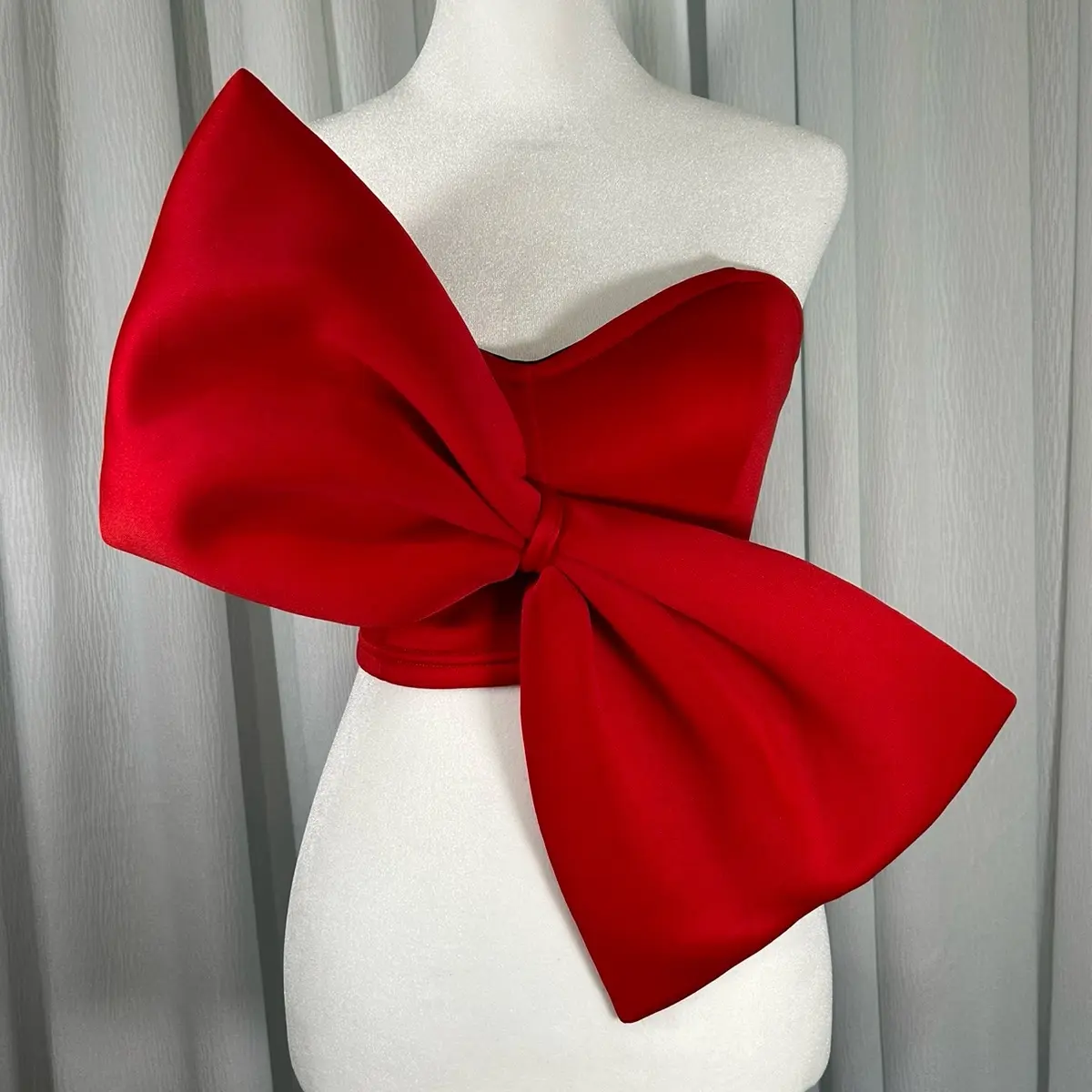 Asymmetrical Bow Cropped Tube Top - Blusa Corta Con Lazo Asimétrico