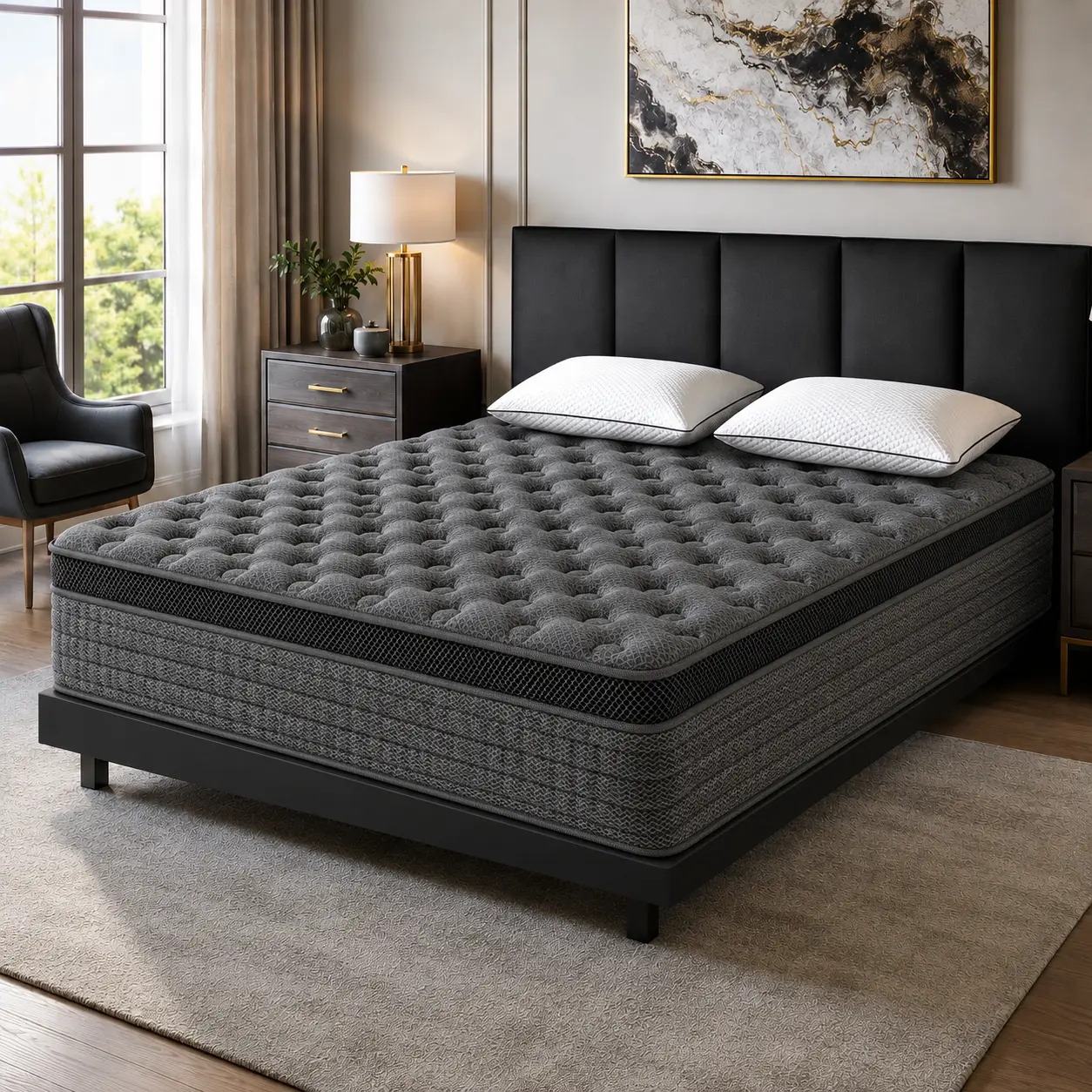 Hybrid Mattress in a Box, 12 Inch Memory Foam & Pocket Spring Mattress, Medium Firm with 5-Zone Lumbar Support, Cooling Gel Foam, Fiberglass-Free, Pressure Relief, Twin Full Queen King Size for Home Bedroom & Hotel, DealsForYouDays