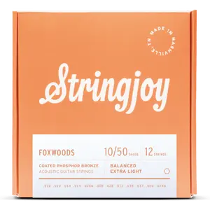 Stringjoy 10-50 12-String Extra Light Gauge Foxwoods - Coated Phosphor Bronze Acoustic Guitar Strings