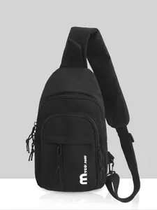 Colorblock Letters Print Sling Bag, Casual Lightweight Small Chest Bag for Daily Life, Business Casual Sling Bag for Office, College, Work