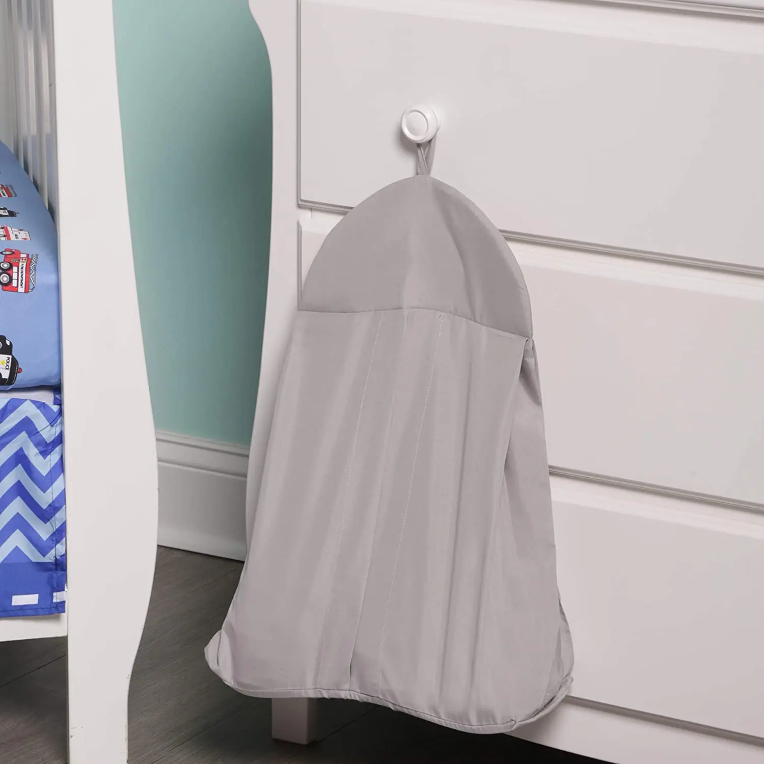 Everyday Kids Hanging Grey Diaper Stacker – Portable Nursery Organizer for Changing Table