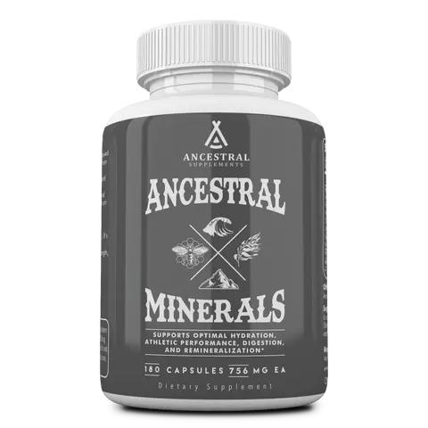 Ancestral Minerals Real Electrolytes with Magnesium Potassium Sodium 180 Capsules Supports Optimal Hydration Immune Health Athletic Performance Digestion and Remineralization Dietary Supplement - Fitness  Balanced Nutrition Essential Nutrients