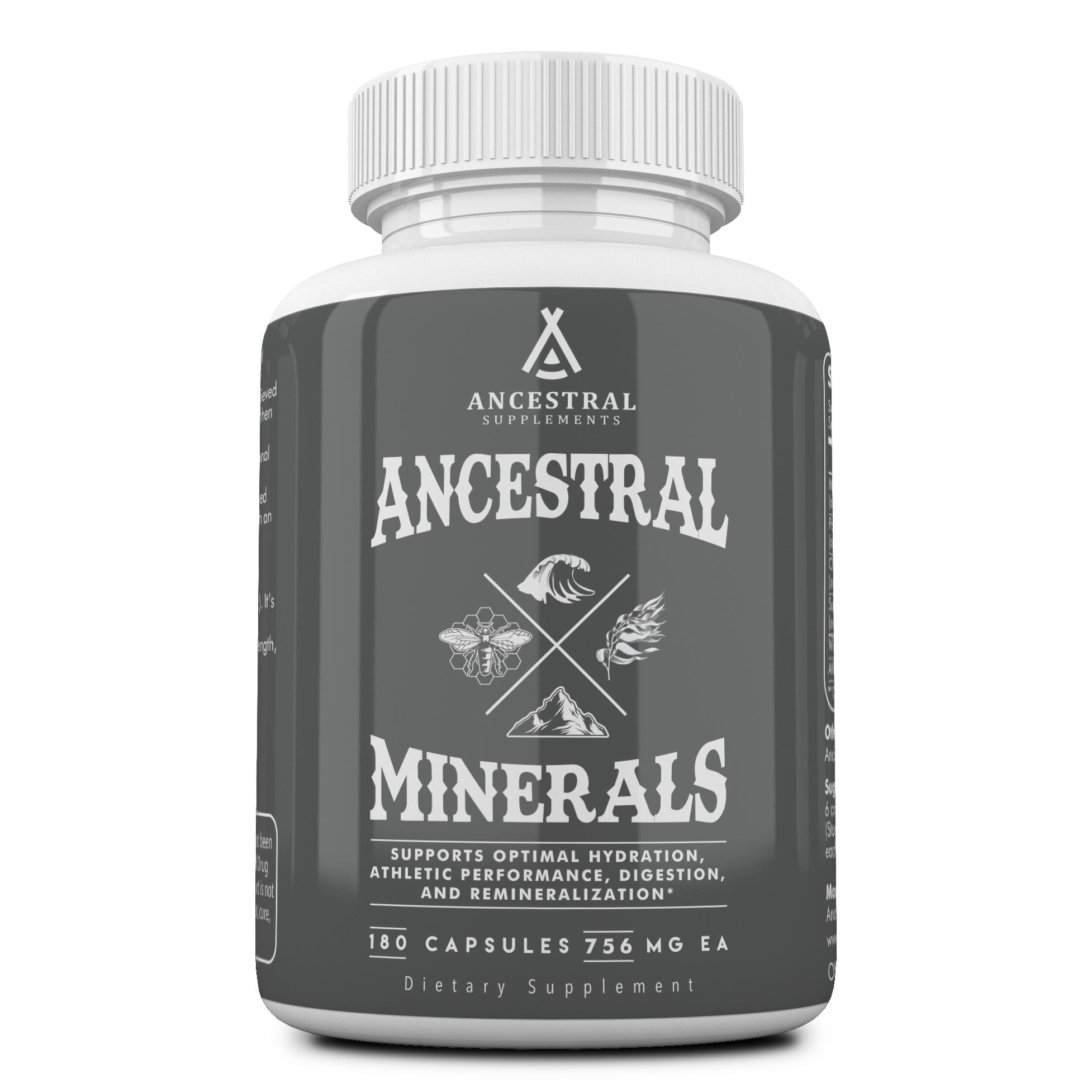 Ancestral Minerals Real Electrolytes Capsules with Magnesium, Potassium & Sodium, Mineral Dietary Supplement for Hydration Support, 180 Count