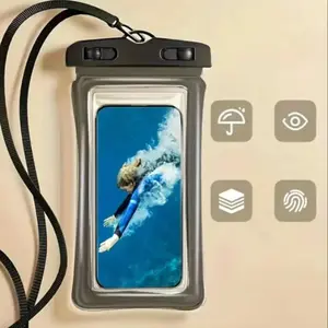 Waterproof Phone Bag, 3D Design, Thick Shell Friendly, Transparent Plastic Dry Bag, Fits 8 Inch Smartphones, With Strap, Ideal for Beaches, Cruises, Travel