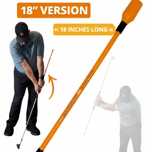 Anti-Flip Stick Golf Training Aid for Standard Grips - 18" Length | Teaches Proper Impact & Swing Plane | Golf Swing Trainer | Golf Chipping Practice Aid (Standard Grip Size [Orange Cap] - Inner Cap Diameter 1.04" | 18" Length)