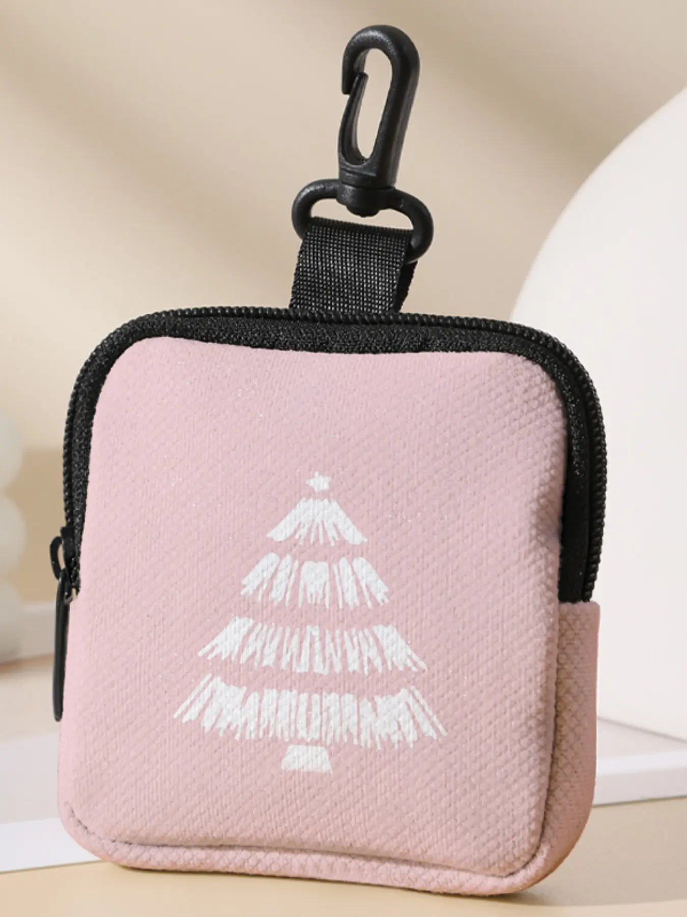 Christmas Tree Pattern Coin Wallet, Multifunctional Storage Bag, Durable Polyester, Digital Printing, Key Card Holder, Ideal Gift