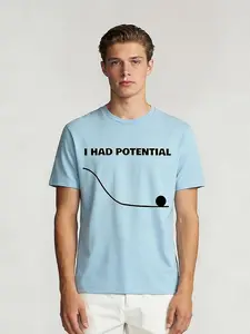 Geeksoutfit Geek I Had Potential Funny T-Shirt – Cartoon Cotton Tee for Men Women Unisex Grey Crewneck Casual Shirt