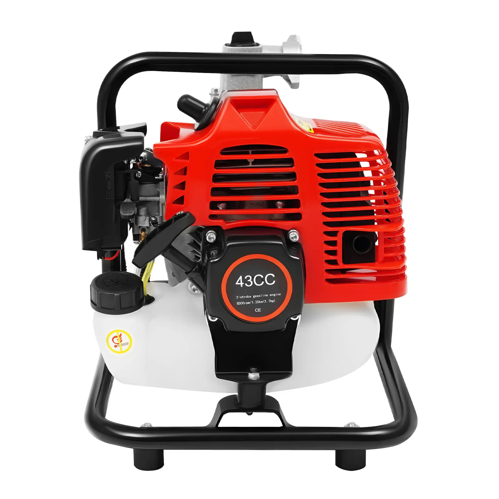 43cc 2-Stroke Gasoline Water Pump with 1.25KW Engine & 35.66 GPM Flow Rate, Hand Pull Start High-Pressure Centrifugal Pump with 98ft Lift & 26ft Suction, for Irrigation, Drainage, Garden, Pool, Construction Site