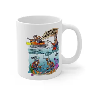 11oz Mug — 'Targeted Individual' Funny Ice Fishing Cartoon Coffee Cup