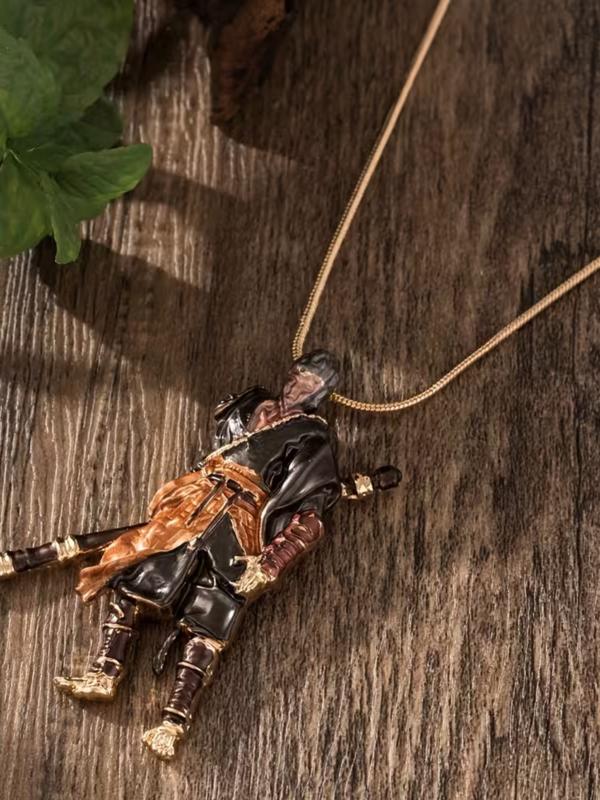 Mythical Goku Alloy Pendant Necklace, Vintage Dark Fantasy Design Snake Chain, Fashion Jewelry Gift for Valentine's Day New Year