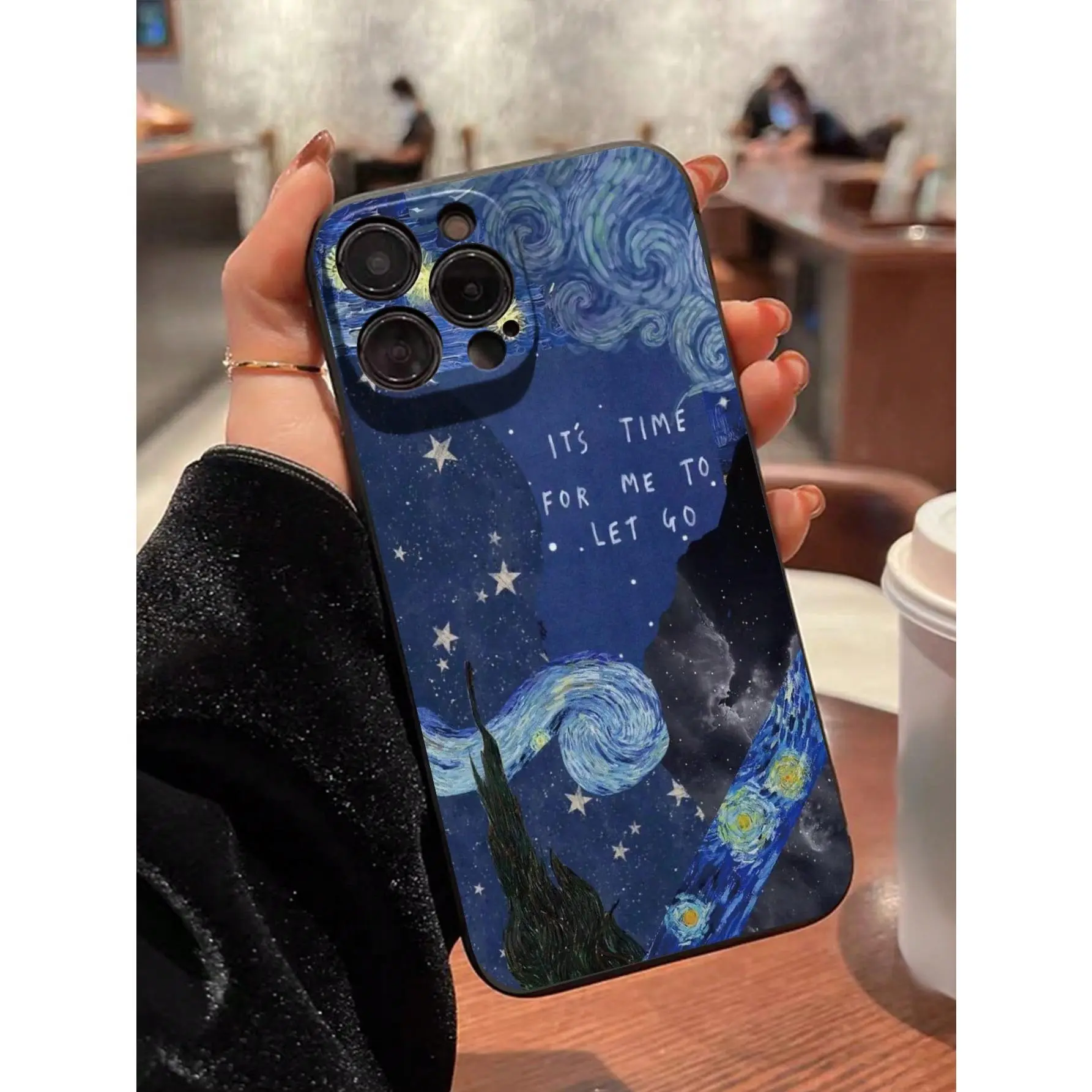 Vincent van Gogh's 'Starry Night', painting with English alphabet stars, waterproof, shockproof, and scratch-resistant, suitable for iPhone 17/16/15/14/13/12/11/X/XS/XSMAX/16E. It is an ideal holiday gift for friends and family., Cover, Accessories, Smart