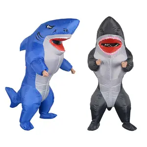 Inflatable Full Body Shark Costume for Teen/Adults - Lightweight Polyester, Perfect Halloween Cosplay & Viral TikTok Party Look Clothes Man Suit Blue Unisex Menswear Gamis