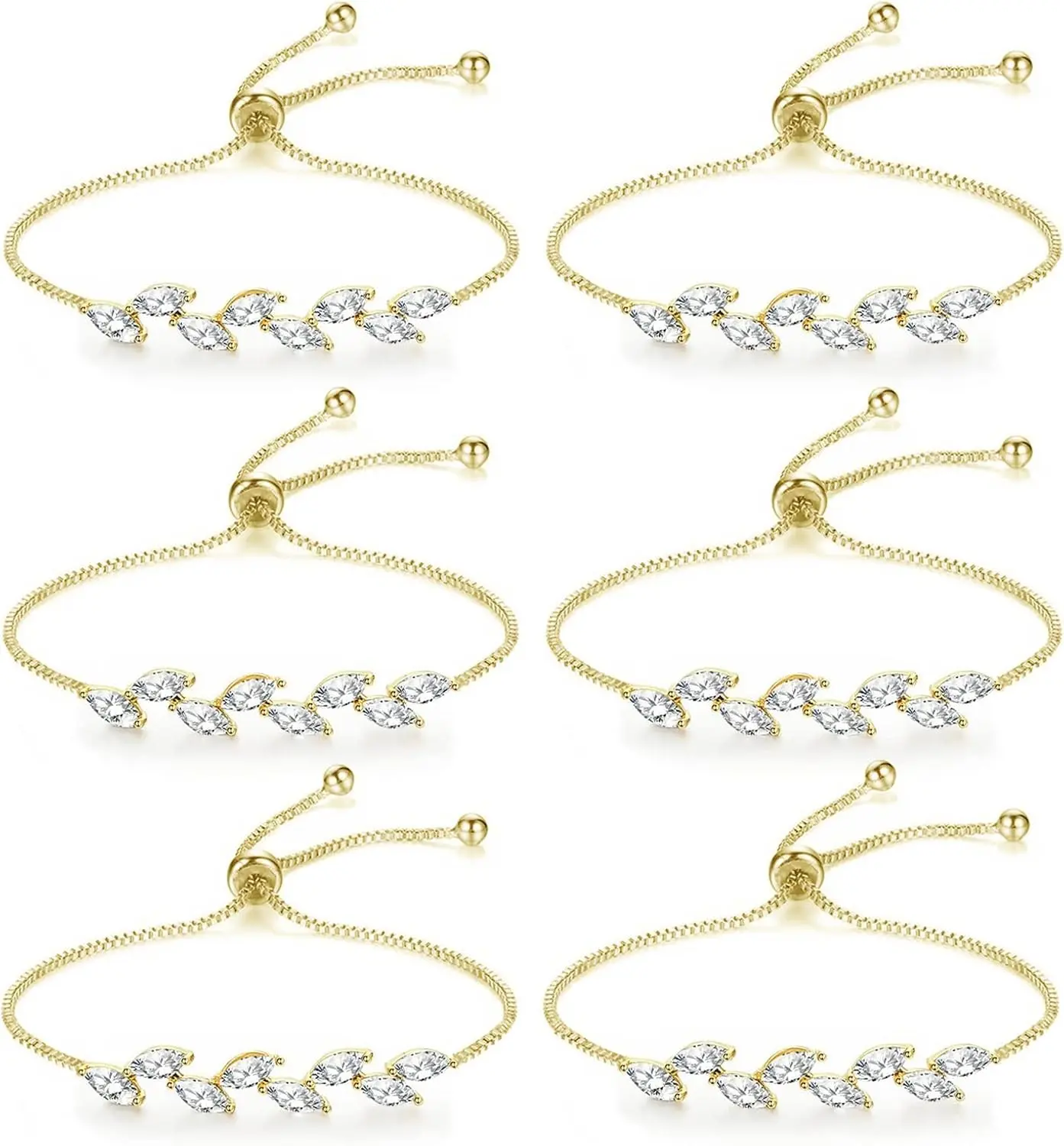 DHQH Bridesmaids Gift Set of 6 or 4 Bridesmaid Bracelet 18K Gold Plated Leaf Bracelet I Couldn’t Tie a Knot Without You Wedding Bridesmaid Proposal Bracelets Jewelry Gifts for Women